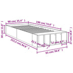 Bettgestell Grau Sonoma 90x190 cm Holzwerkstoff