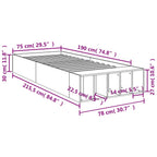 Bettgestell Grau Sonoma 75x190 cm Holzwerkstoff
