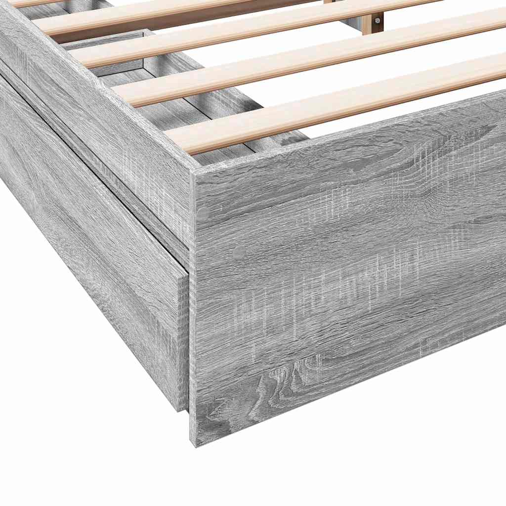 Bettgestell mit Schubladen Grau Sonoma 180x200cm Holzwerkstoff