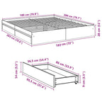 Bettgestell mit Schubladen Grau Sonoma 180x200cm Holzwerkstoff