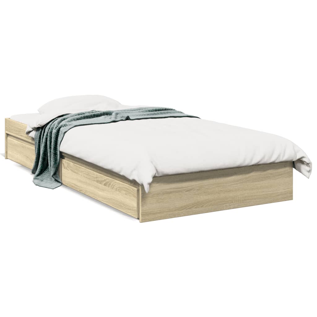 Bettgestell mit Schubladen Sonoma-Eiche 90x190 cm Holzwerkstoff
