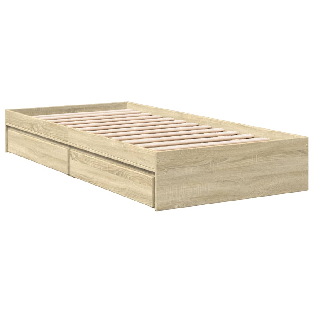 Bettgestell mit Schubladen Sonoma-Eiche 90x190 cm Holzwerkstoff