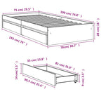 Bettgestell mit Schubladen Sonoma-Eiche 75x190 cm Holzwerkstoff
