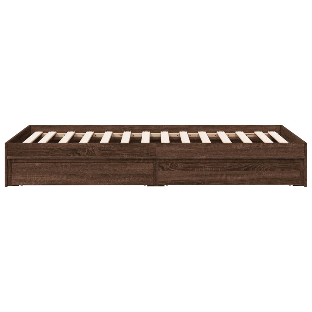 Bettgestell mit Schubladen Braun Eichen-Optik 75x190 cm