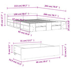 Bettgestell mit Schubladen Weiß 150x200 cm Holzwerkstoff