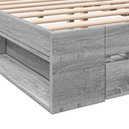 Bettgestell mit Schubladen Grau Sonoma 150x200 cm Holzwerkstoff