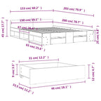 Bettgestell mit Schubladen Grau Sonoma 150x200 cm Holzwerkstoff
