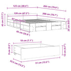 Bettgestell mit Schubladen Räuchereiche 120x200cm Holzwerkstoff