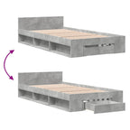 Bettgestell mit Schublade Betongrau 90x190 cm Holzwerkstoff