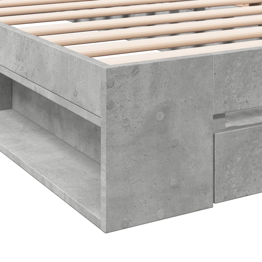 Bettgestell mit Schublade Betongrau 90x190 cm Holzwerkstoff