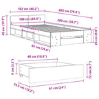 Bettgestell mit Schublade Weiß 100x200 cm Holzwerkstoff