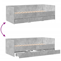 Tagesbett mit Schubladen ohne Matratze Betongrau 75x190 cm