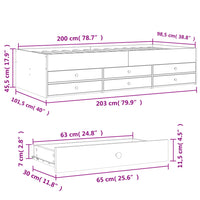 Tagesbett mit Schubladen ohne Matratze 100x200 cm