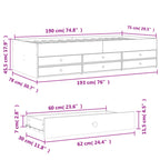 Tagesbett mit Schubladen ohne Matratze Schwarz 75x190 cm