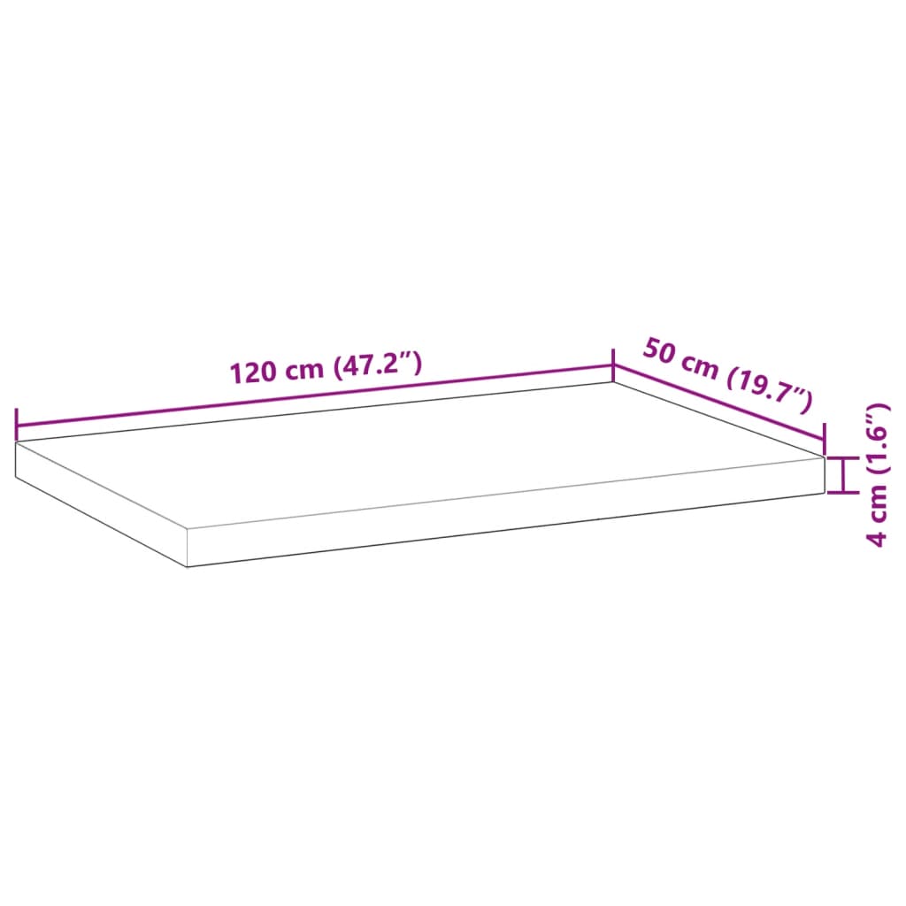 Schreibtischplatte Unbehandelt 120x50x4 cm Massivholz Akazie