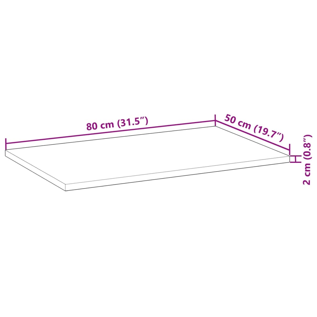 Schreibtischplatte Ölbeschichtung 80x50x2 cm Massivholz Akazie