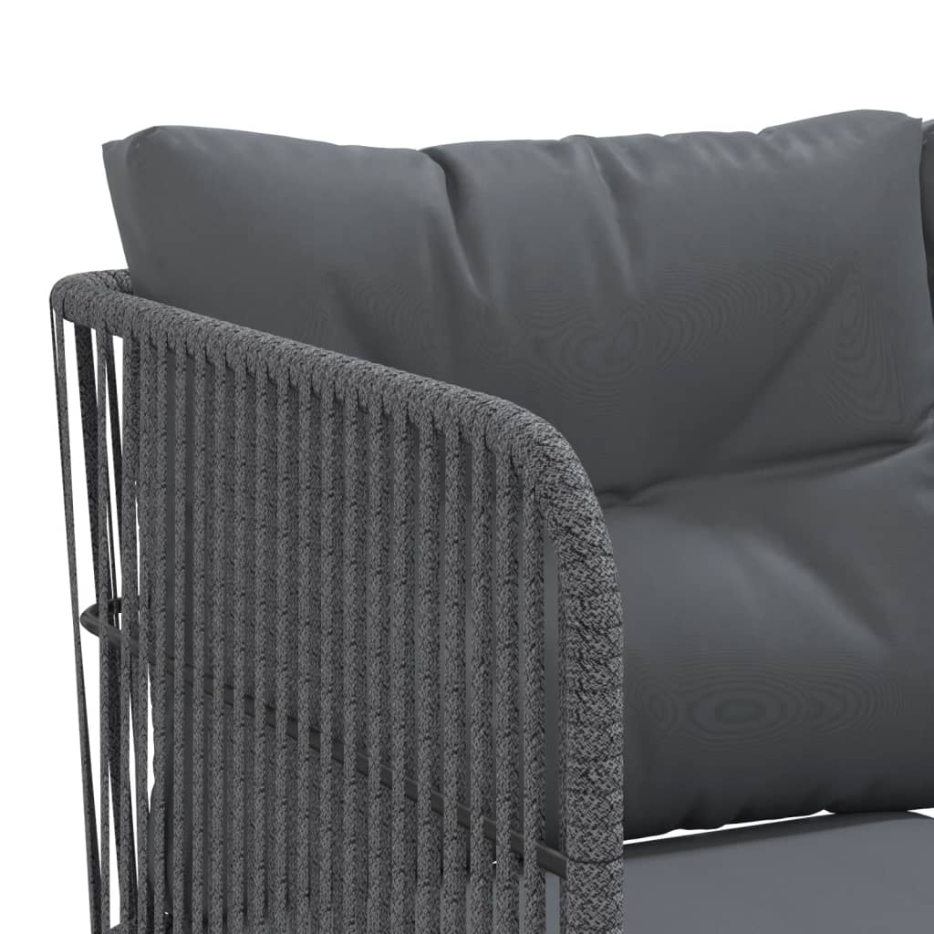 Gartensofa in L-Form mit Kissen Schwarz Stahl und Textilene