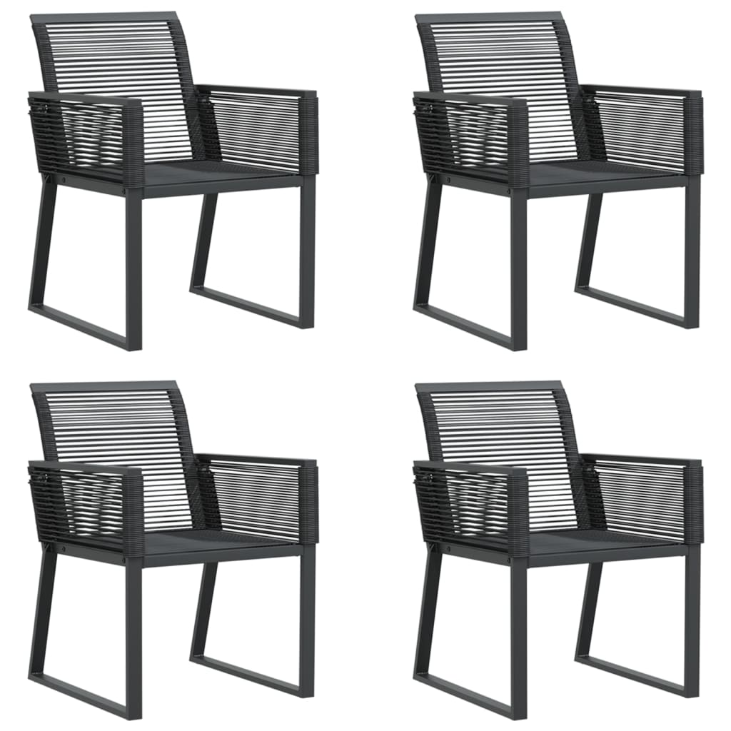 Gartenstühle 4 Stk. Schwarz Poly Rattan