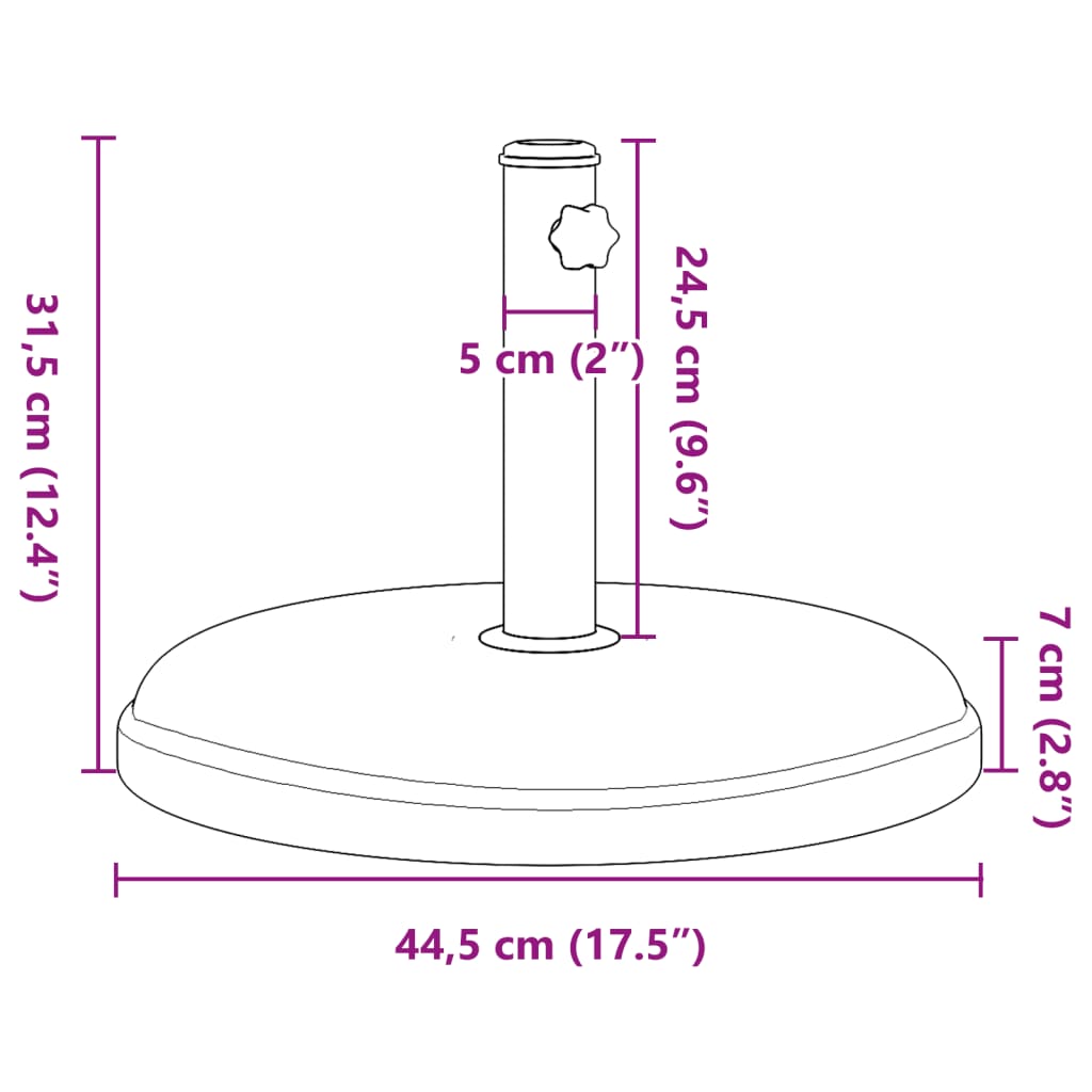 Sonnenschirmständer Ø32/35/38 mm Mast 15 kg Rund