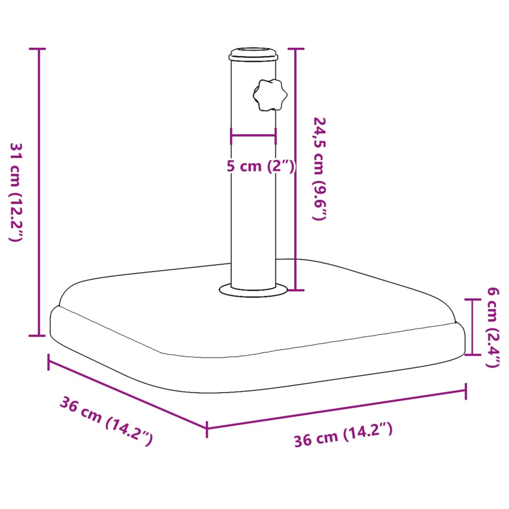 Sonnenschirmständer Ø32/35/38 mm Mast 11 kg Quadratisch