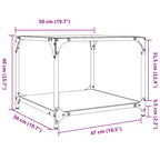 Couchtische mit Glasplatte 2 Stk. Transparent 50x50x40 cm Stahl