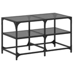 Couchtisch mit Glasplatte Schwarz 78,5x40x45 cm Stahl