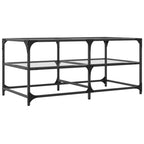 Couchtisch mit Glasplatte Transparent 98,5x50x45 cm Stahl