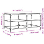 Couchtisch mit Glasplatte Transparent 98,5x50x45 cm Stahl