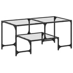 Couchtisch mit Glasplatte Transparent 98,5x50x45 cm Stahl