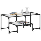 Couchtisch mit Glasplatte Transparent 98,5x50x45 cm Stahl