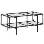 Couchtisch mit Glasplatte Transparent 98,5x50x45 cm Stahl