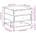 Couchtisch mit Glasplatte Sonoma-Eiche 50x50x45 cm Stahl