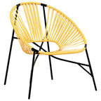 Gartenstuhl in Ei-Form Schwarz und Gelb Poly Rattan