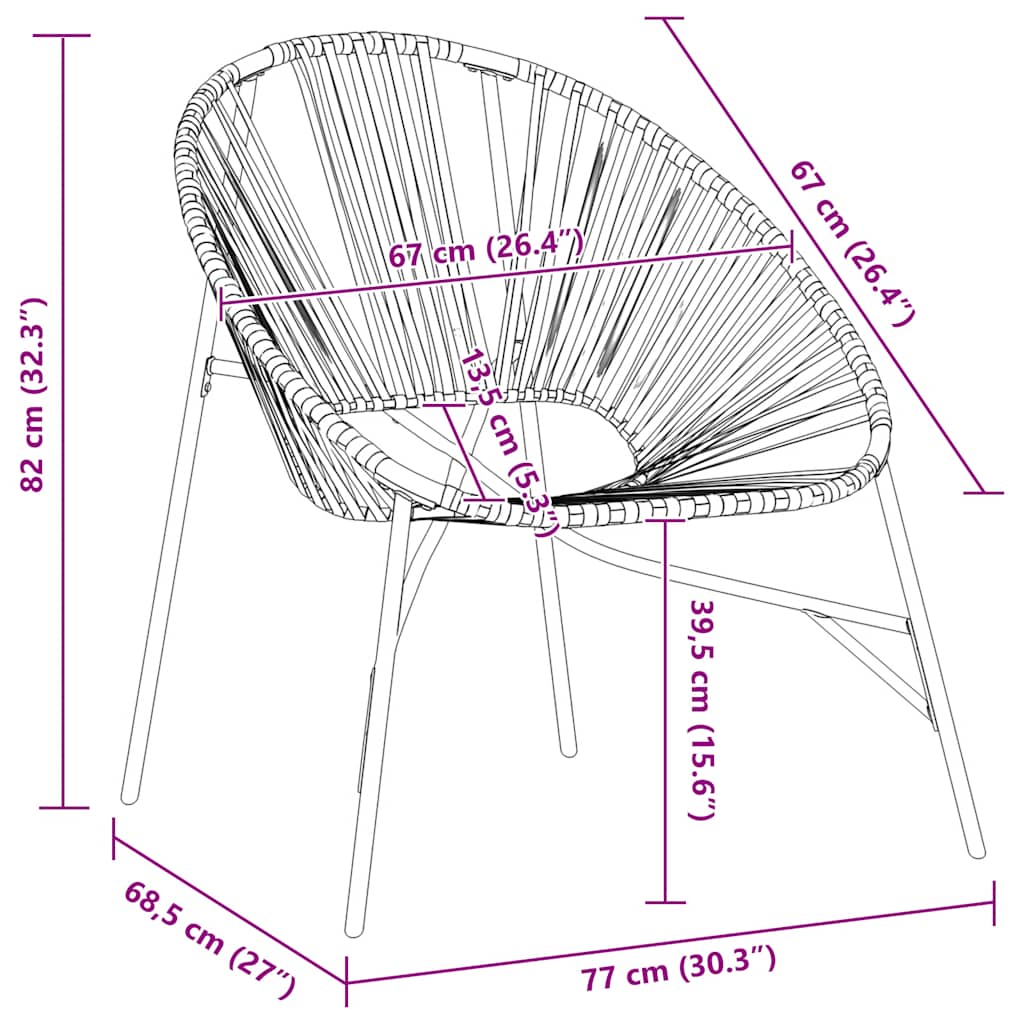 Gartenstuhl in Ei-Form Schwarz und Gelb Poly Rattan