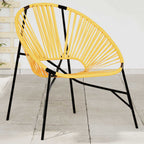 Gartenstuhl in Ei-Form Schwarz und Gelb Poly Rattan