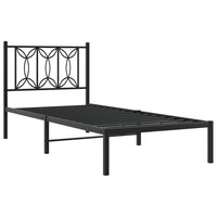 Bettgestell mit Kopfteil Metall Schwarz 75x190 cm