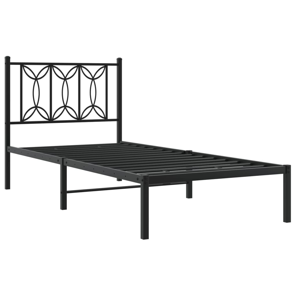 Bettgestell mit Kopfteil Metall Schwarz 80x200 cm