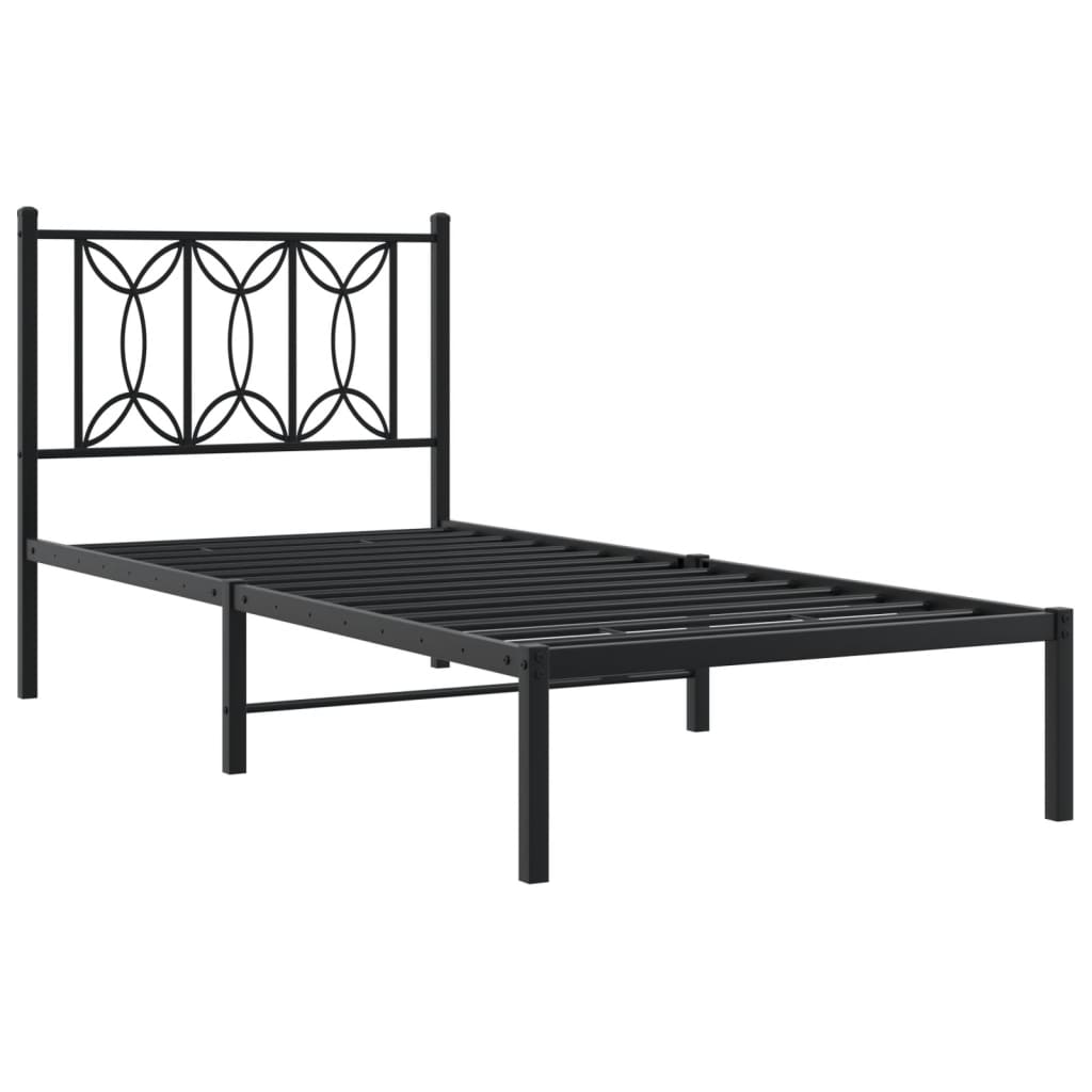 Bettgestell mit Kopfteil Metall Schwarz 90x200 cm