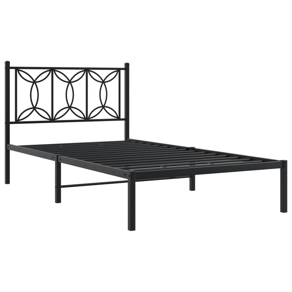 Bettgestell mit Kopfteil Metall Schwarz 107x203 cm