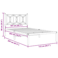 Bettgestell mit Kopfteil Metall Schwarz 107x203 cm