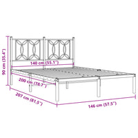 Bettgestell mit Kopfteil Metall Schwarz 140x200 cm