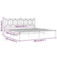 Bettgestell mit Kopfteil Metall Schwarz 200x200 cm