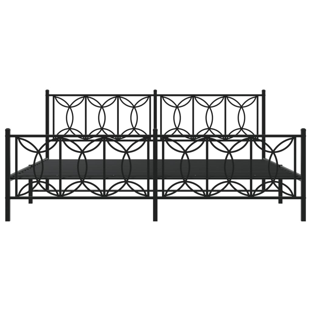 Bettgestell mit Kopf- und Fußteil Metall Schwarz 193x203 cm