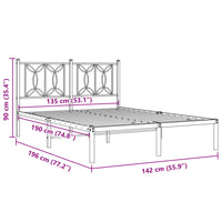 Bettgestell mit Kopfteil Metall Weiß 135x190 cm