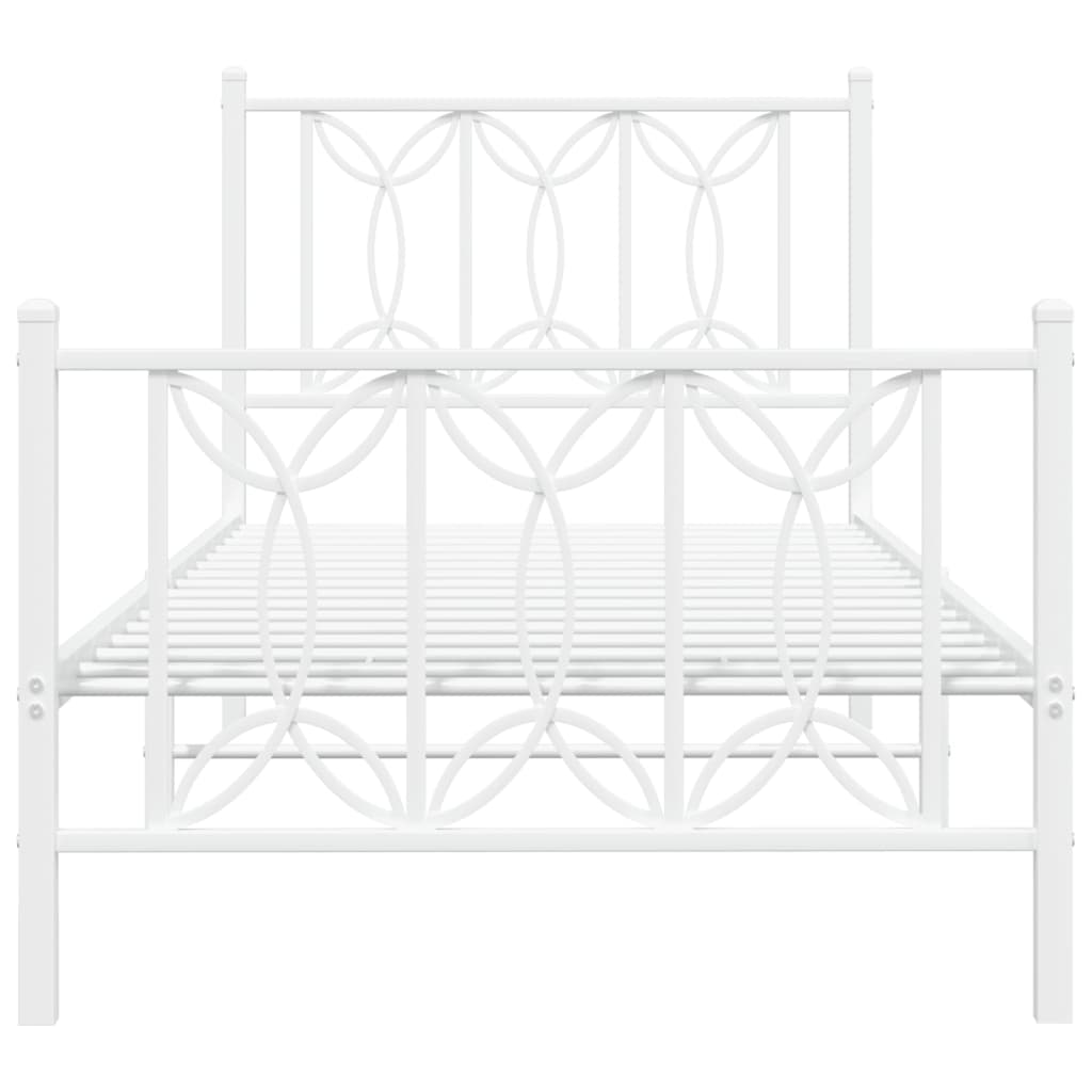 Bettgestell mit Kopf- und Fußteil Metall Weiß 90x200 cm