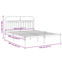 Bettgestell mit Kopfteil Metall Schwarz 150x200 cm