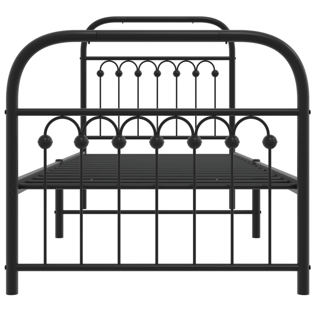 Bettgestell mit Kopf- und Fußteil Metall Schwarz 80x200 cm