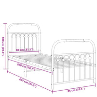Bettgestell mit Kopf- und Fußteil Metall Schwarz 80x200 cm