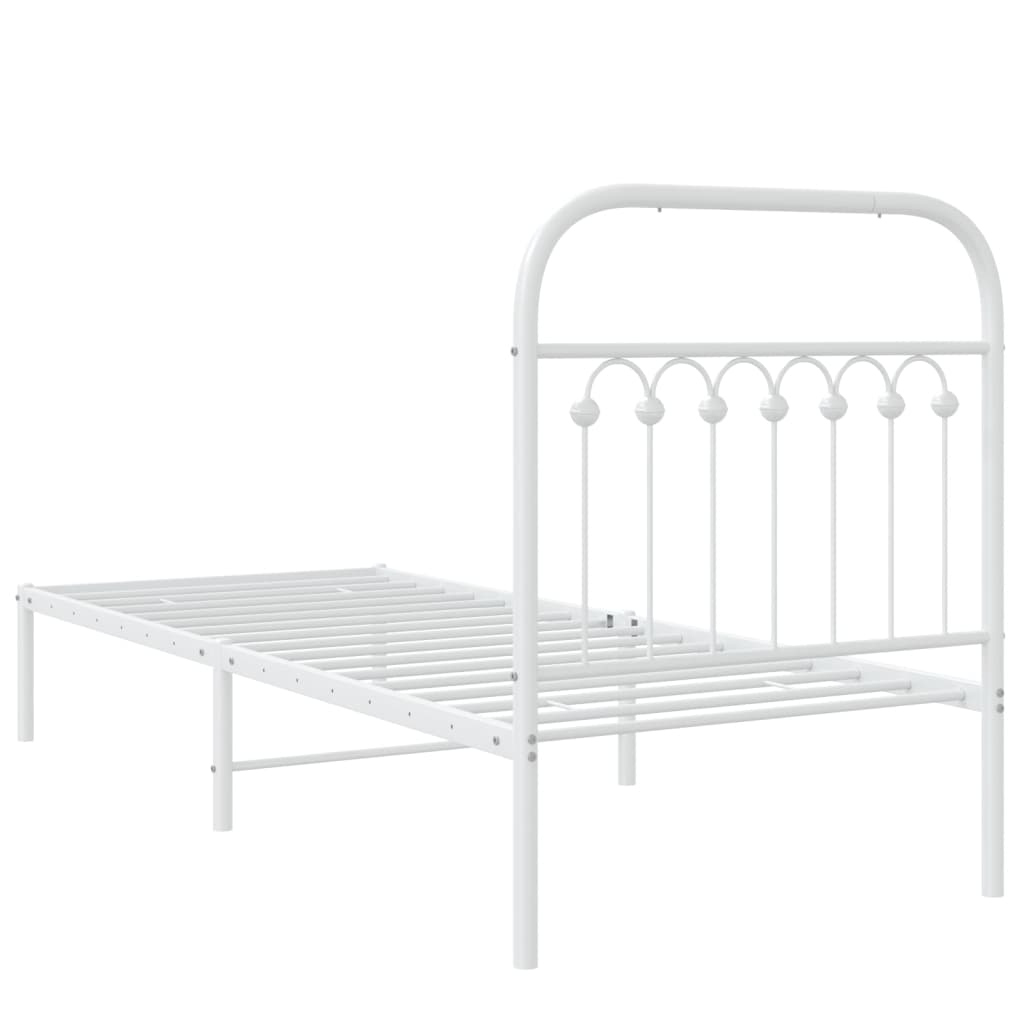 Metallbett ohne Matratze mit Kopfteil Weiß 75x190 cm