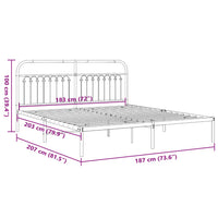 Bettgestell mit Kopfteil Metall Weiß 183x203 cm